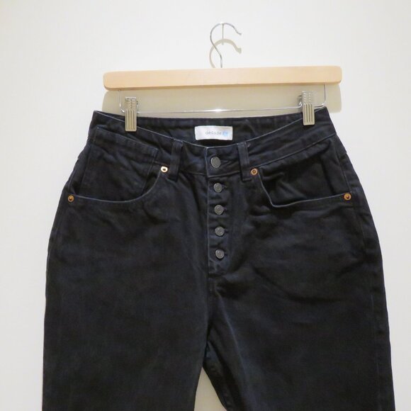 DECADE STUDIO Pamela Slim Tapered High Rise Jeans in Black Denim Minimalist 28 - Picture 4 of 13
